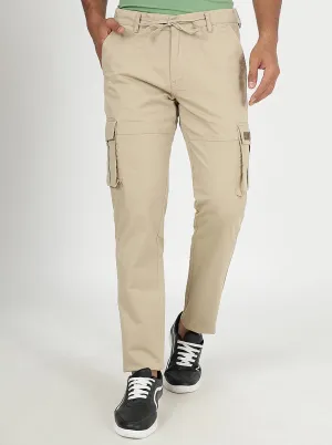 Beige Solid Slim Fit Cargo Pant | JadeBlue