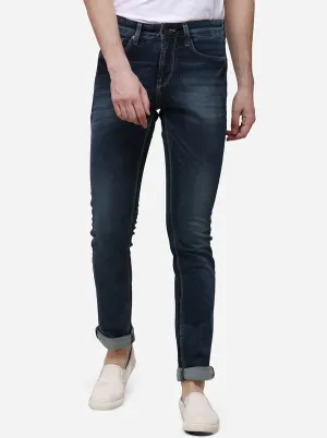 Dark Blue Straight Fit Solid Jeans | JadeBlue