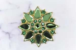 Green Floral Rhinestone Applique | Flower Shape Jewelry Accessory | DIY Designs | Rhinestone Patch Applique