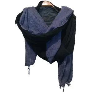 Hand Woven Wool Double Scarf Dark Blue