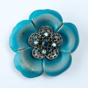 Leather Flower Brooch 3" - 1 Piece