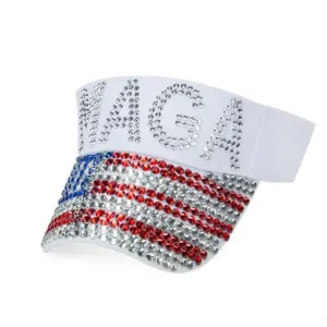 MAGA Rhinestone Ladies Visor (White)